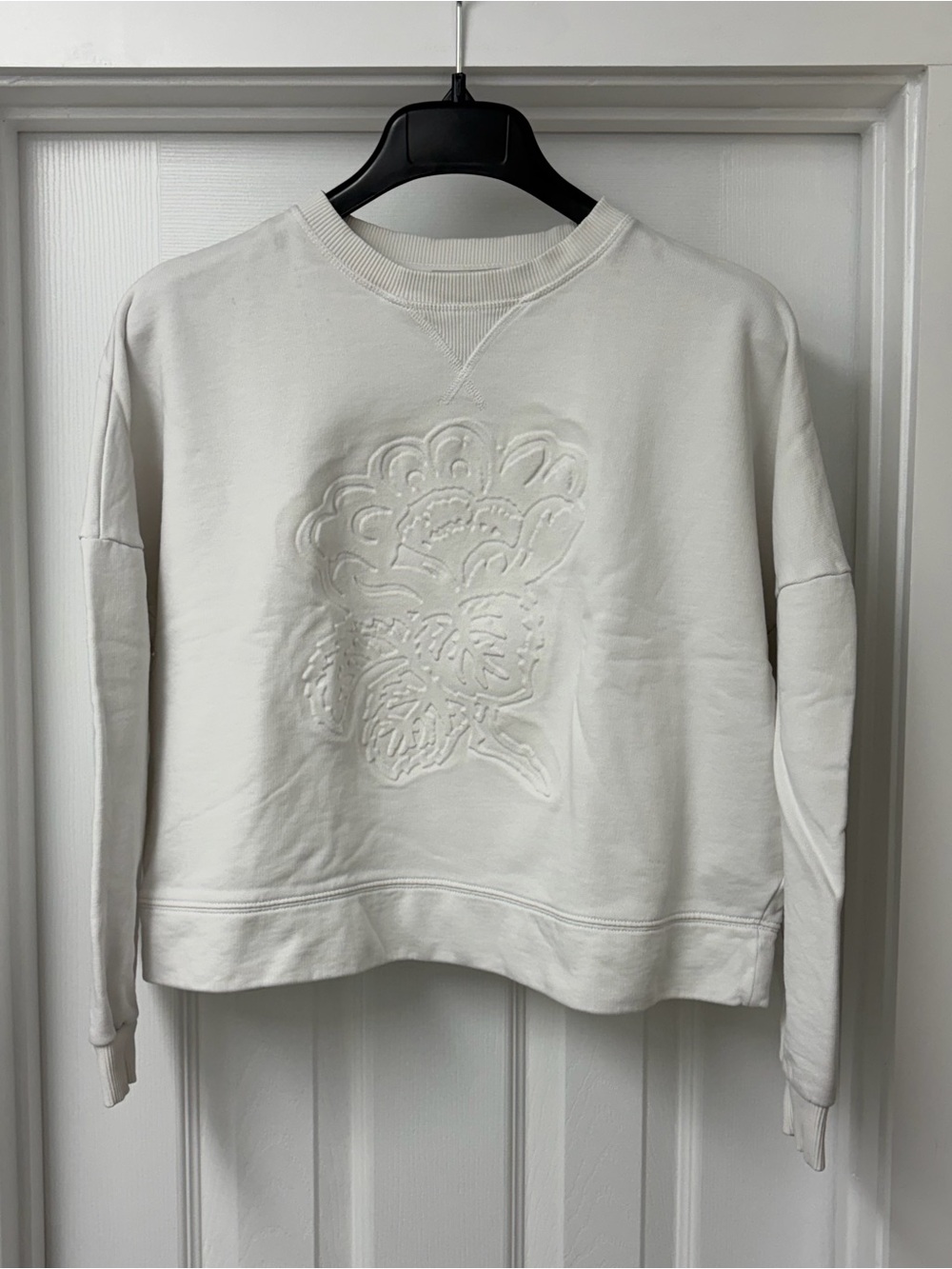 Ted Baker London White Embossed Floral Crewneck Sweater